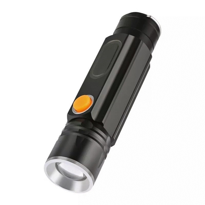 鋁合金強光LED迷你磁吸伸縮變焦手電筒 無線USB充電多功能側燈便攜戶外露營旅行照明設備 黑色-細節圖8