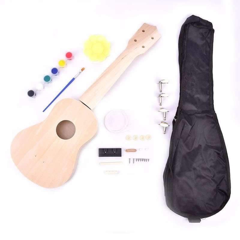 DIY烏克麗麗21寸 四弦琴音樂夏威夷吉他 學生手工組裝木製樂器 附贈彩繪顏料工具、吉他收納包-細節圖8