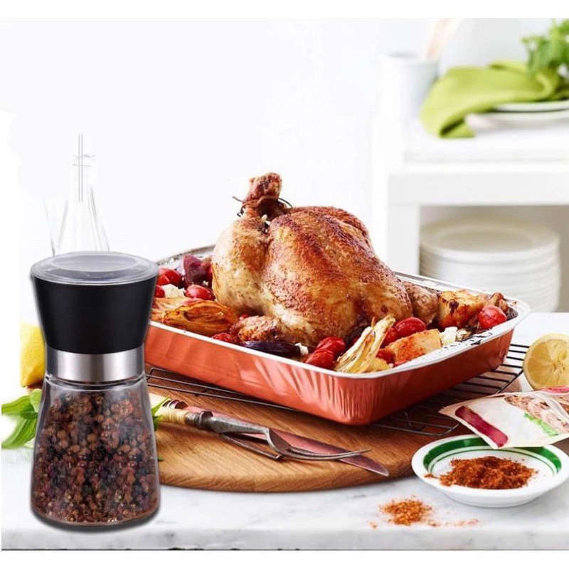 黑胡椒粉研磨器 顆粒研磨瓶 手動玻璃研磨器 芝麻粗鹽旋轉調味瓶 居家創意廚房廚具 燒烤玫瑰鹽料理烹飪瓶-細節圖3