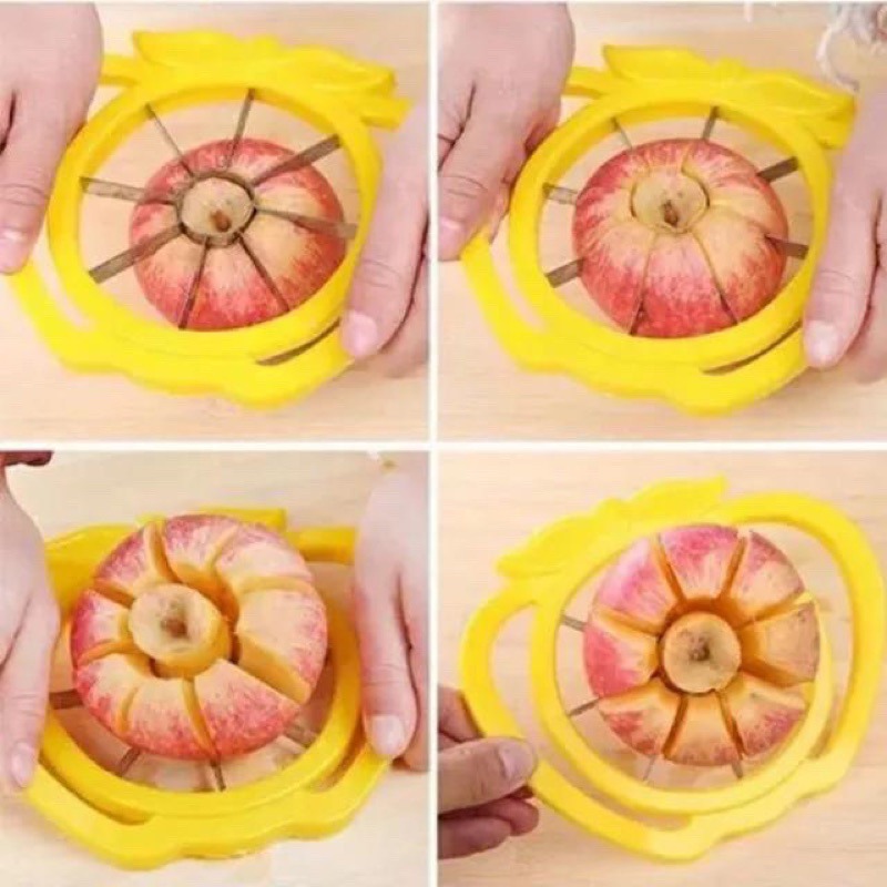 蘋果切片器 不鏽鋼切蘋果器 水果分割分離器 削水果刀 廚房不銹鋼去核器 烘焙廚具 黃色-細節圖2