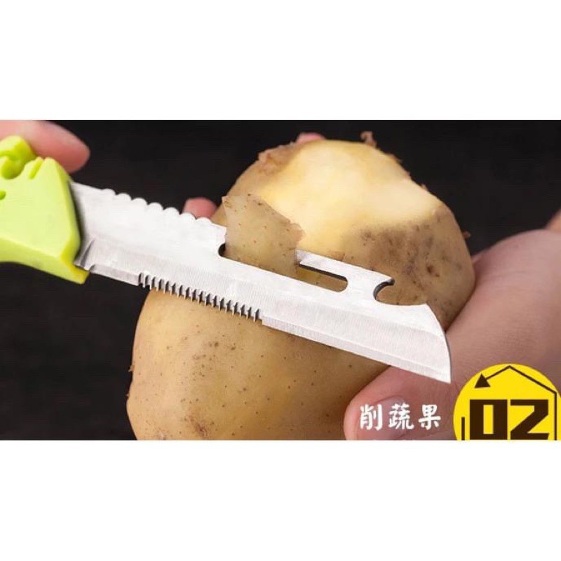 多功能廚房切菜剪刀 六合一蔬菜料理剪刀 烹飪刀具 戶外旅行露營炊具廚具用品推薦 開罐器 食物剪刀 削皮刀 綠色-細節圖4