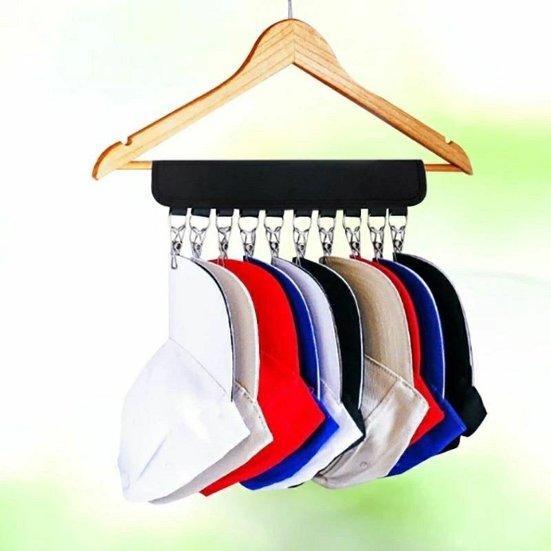 布藝衣帽子收納架,魔鬼氈折疊多功能帽夾,摺疊旅行衣架,帽子收納掛架-細節圖4