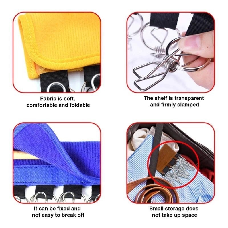 布藝衣帽子收納架,魔鬼氈折疊多功能帽夾,摺疊旅行衣架,帽子收納掛架-細節圖6