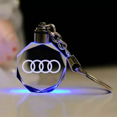 奧迪汽車標誌水晶吊飾,創意質感鑰匙圈,個性汽車配件鑰匙扣,車內裝飾吊墜