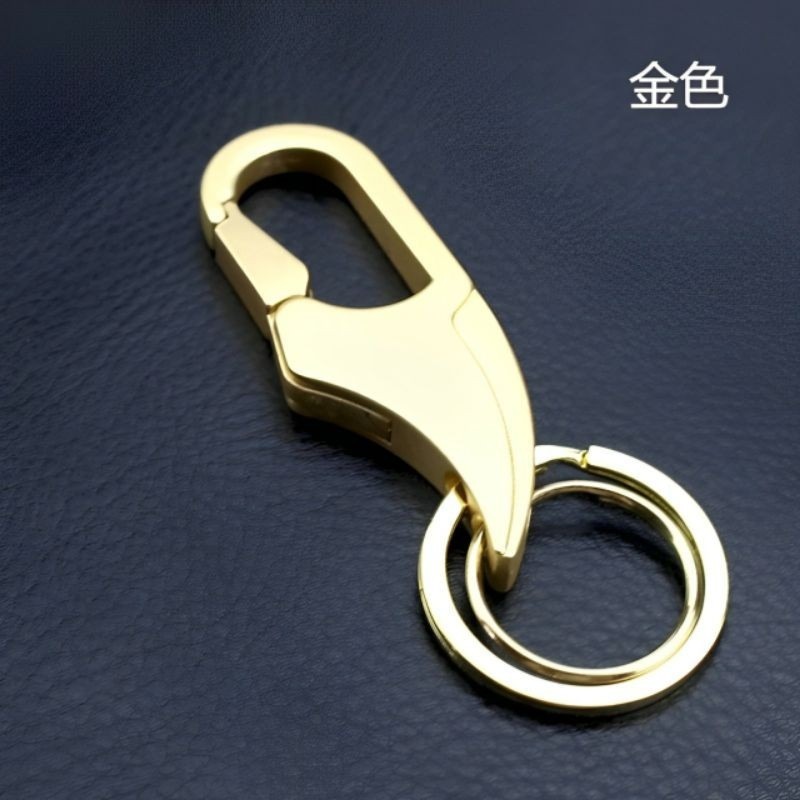 盒裝雙環合金腰掛鑰匙圈,簡約時尚金屬鑰匙扣,汽車鑰匙雙鉤吊墜-細節圖4