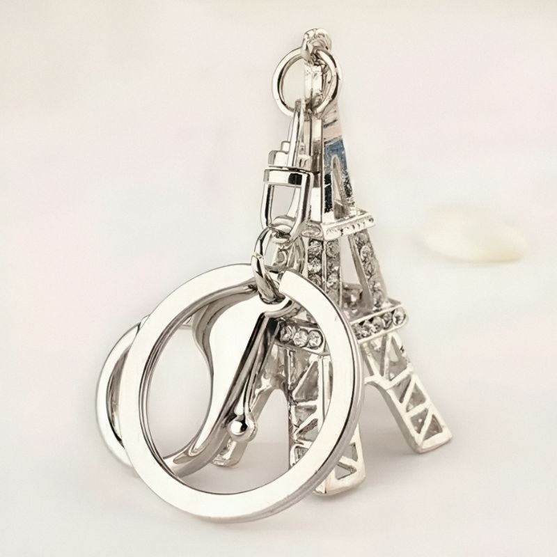 韓版鑲鑽艾菲爾鐵塔鑰匙扣,創意可愛精美汽車鑰匙圈,水晶巴黎鐵塔模型旅行紀念包包吊飾,情人節情侶吊飾-細節圖3