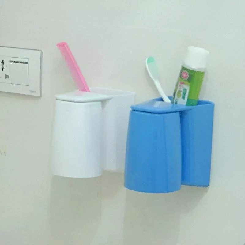 創意磁吸式漱口杯牙刷架,免打孔壁掛浴室收納架,廁所防水防潮置物架-細節圖2
