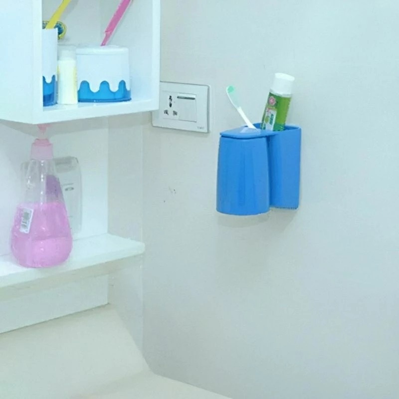 創意磁吸式漱口杯牙刷架,免打孔壁掛浴室收納架,廁所防水防潮置物架-細節圖3