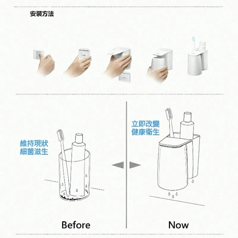 創意磁吸式漱口杯牙刷架,免打孔壁掛浴室收納架,廁所防水防潮置物架-細節圖5