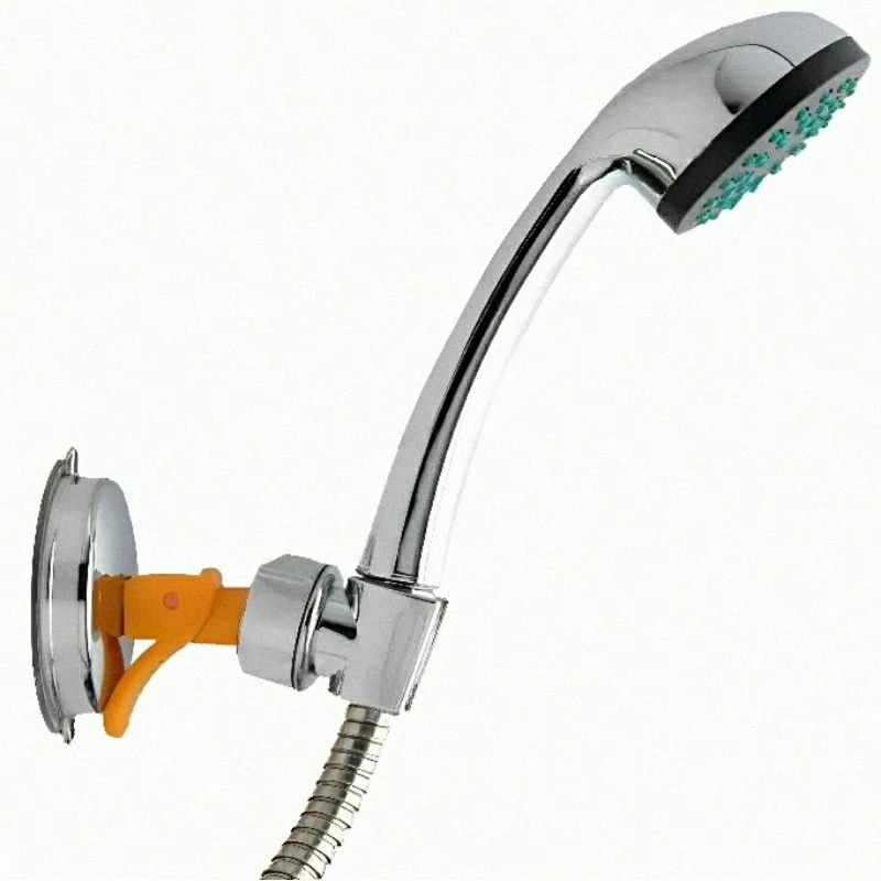 浴室吸盤式蓮蓬頭支架底座,免打孔防水淋浴頭360度萬向架,無痕洗澡沐浴頭收納架-細節圖2