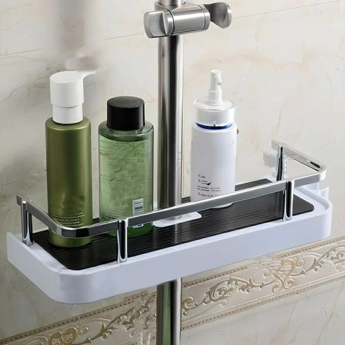 浴室免打孔淋浴升降桿置物架,蓮蓬頭杆收納架,衛浴可調節不鏽鋼層架