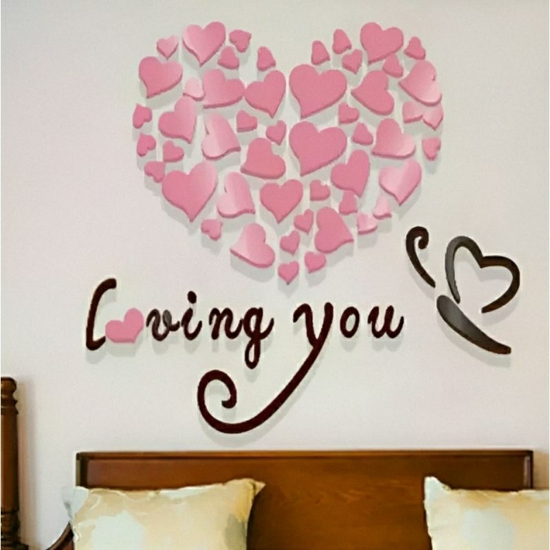 3D浪漫壓克力立體牆貼,心型房間溫馨氣氛壁貼,愛心形狀婚禮牆上裝飾-細節圖2