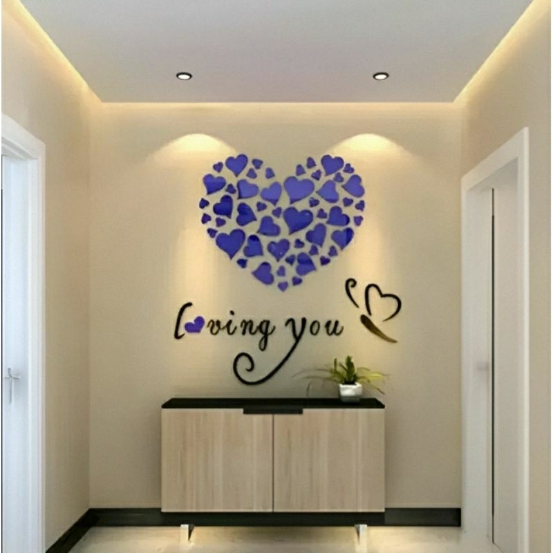 3D浪漫壓克力立體牆貼,心型房間溫馨氣氛壁貼,愛心形狀婚禮牆上裝飾-細節圖3