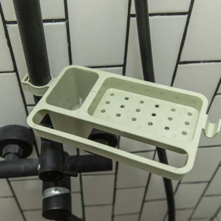 廚房水龍頭瀝水置物架,免打孔水槽菜瓜布收納架,浴室可調節排水架,毛巾抹布掛鉤架-細節圖5