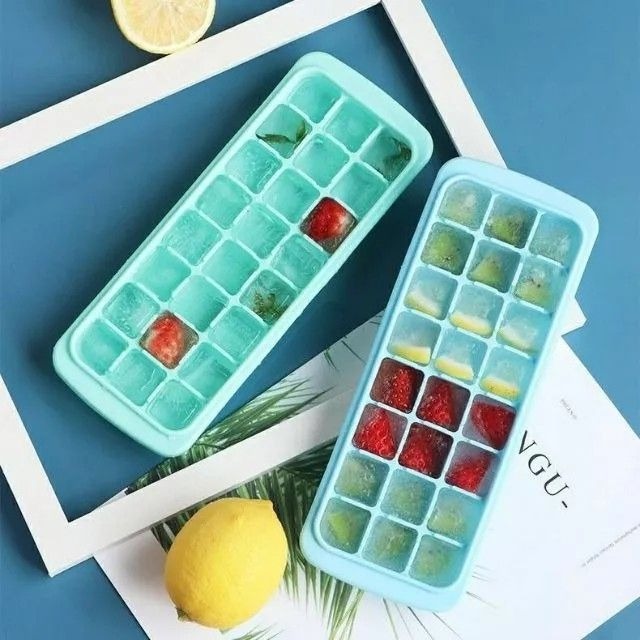 36格附蓋食品級矽膠立方製冰盒,自製冰塊模具,嬰幼兒家用水果製冰器-細節圖3