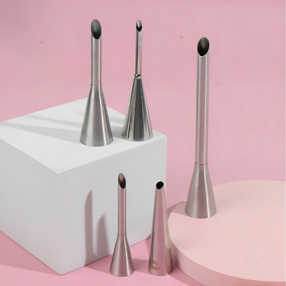 5入304不鏽鋼泡芙裱花嘴,廚房烘焙北海道戚風裱花嘴,不銹鋼奶油泡芙嘴,長花嘴,擠花嘴-細節圖4