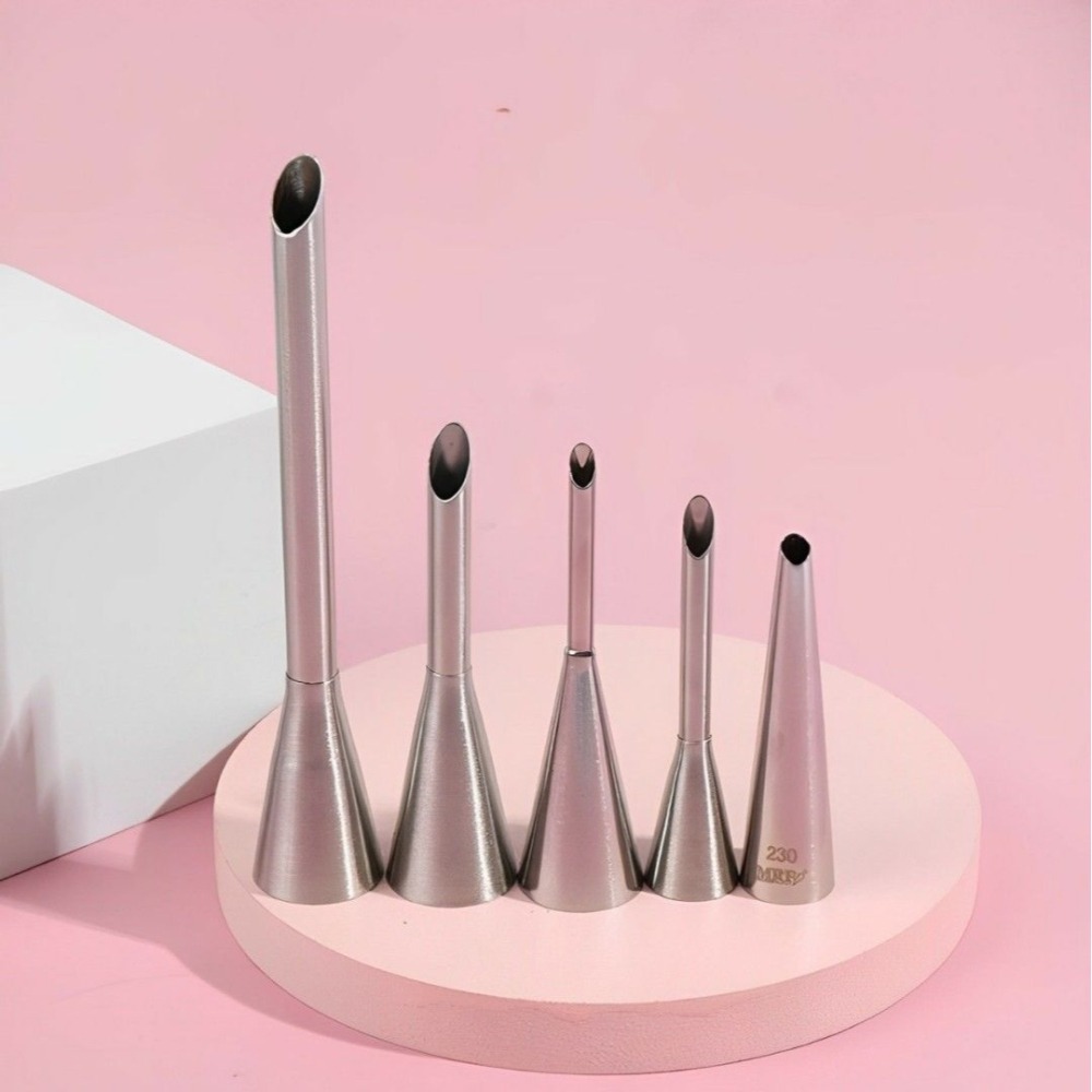 5入304不鏽鋼泡芙裱花嘴,廚房烘焙北海道戚風裱花嘴,不銹鋼奶油泡芙嘴,長花嘴,擠花嘴-細節圖5