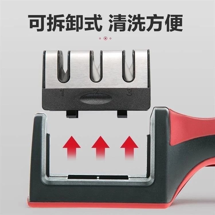 多功能手持金剛三段磨刀器,廚房手動快速菜刀磨刀器,家用雙面開鋒刀具磨刀石-細節圖4