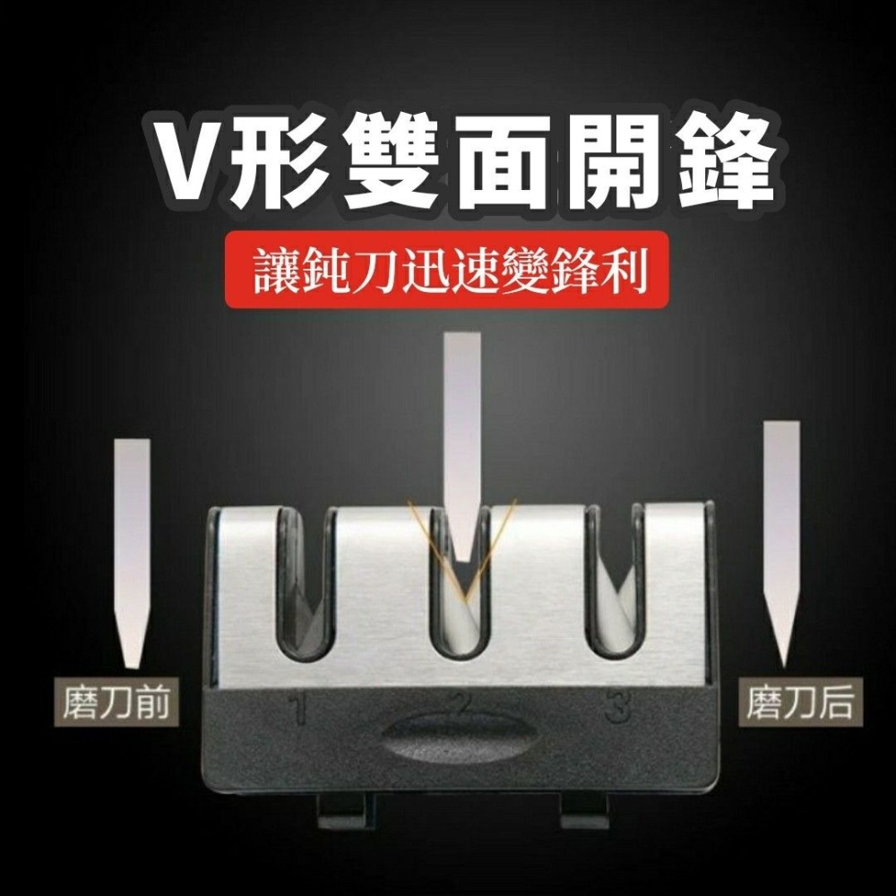 多功能手持金剛三段磨刀器,廚房手動快速菜刀磨刀器,家用雙面開鋒刀具磨刀石-細節圖5