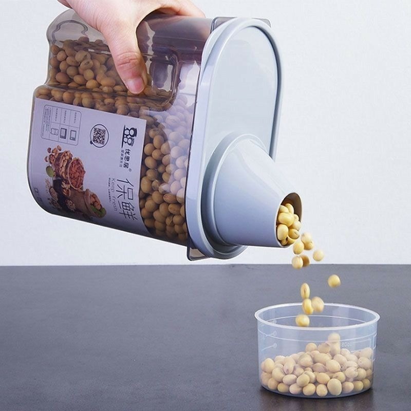 家用廚房透明食品儲物罐,烹飪食物儲物罐,大容量密封保鮮盒收納盒,豆類穀物儲存防潮儲物盒-細節圖2