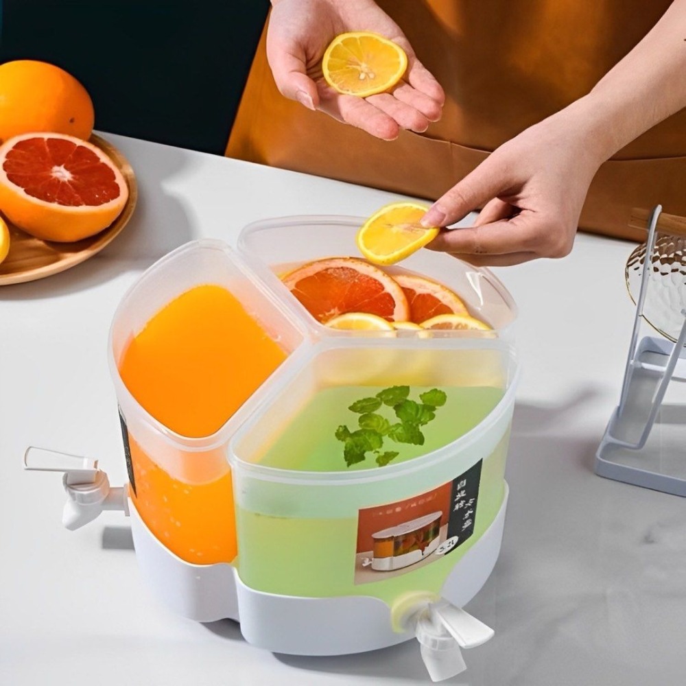 三合一冰箱旋轉冷水壺,大容量5.2L帶水龍頭飲料分配器,水果茶壺冷水桶-細節圖2