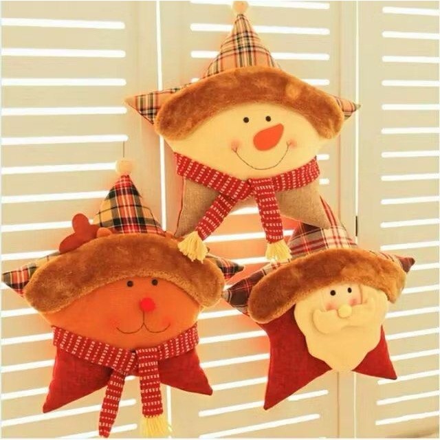 聖誕節五角星麋鹿抱枕,客廳沙發靠枕,創意耶誕節氣氛裝飾枕頭,聖誕交換禮物-細節圖2