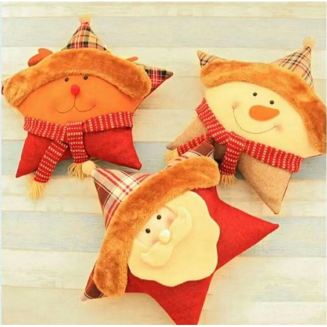 聖誕節五角星麋鹿抱枕,客廳沙發靠枕,創意耶誕節氣氛裝飾枕頭,聖誕交換禮物-細節圖3