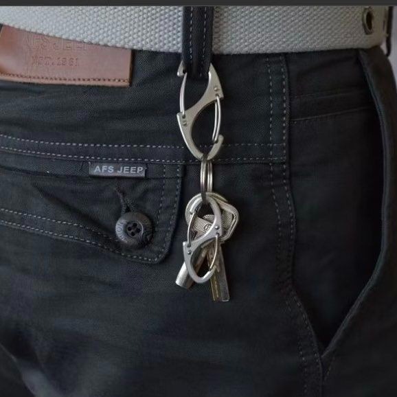 5入雙彈簧鋅合金8字登山扣,戶外露營腰帶鑰匙扣,迷你登山包彈簧扣-細節圖2