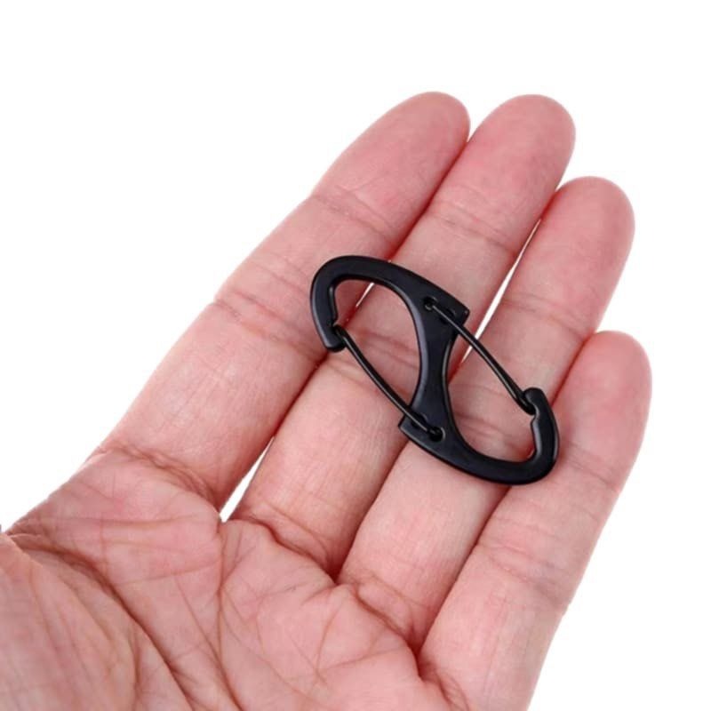 5入雙彈簧鋅合金8字登山扣,戶外露營腰帶鑰匙扣,迷你登山包彈簧扣-細節圖3