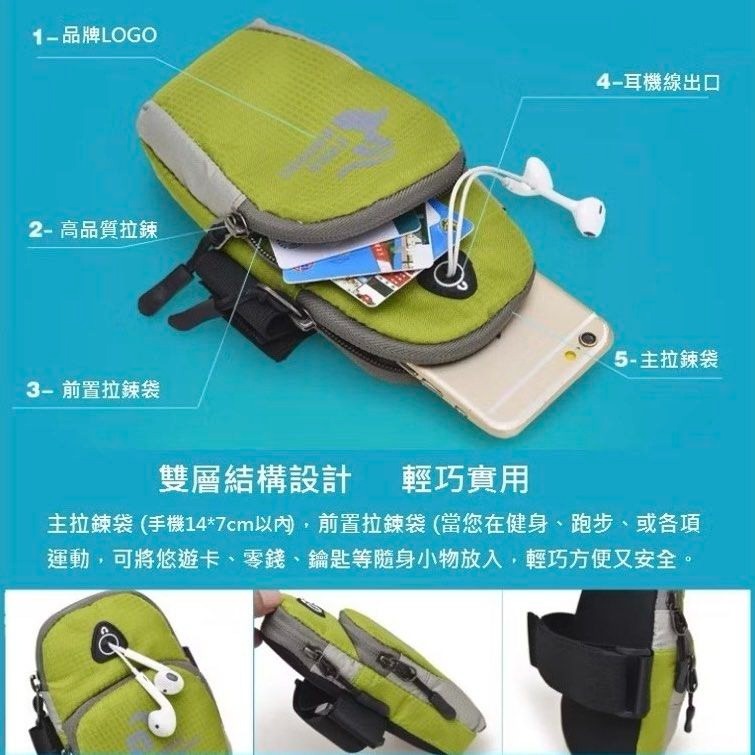 跑步手機臂包,運動健身防潑水手機袋,戶外慢跑手機臂帶,耳機孔手臂隨身收納包-細節圖5