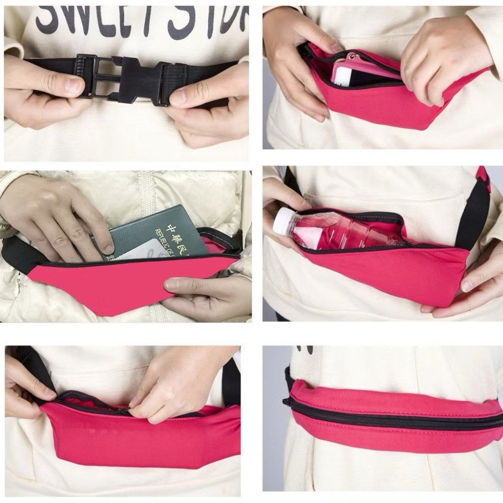 旅行運動魔術隱形彈性腰包,戶外旅遊護照包,健身跑步隨身收納包,多功能伸縮手機腰帶-細節圖2