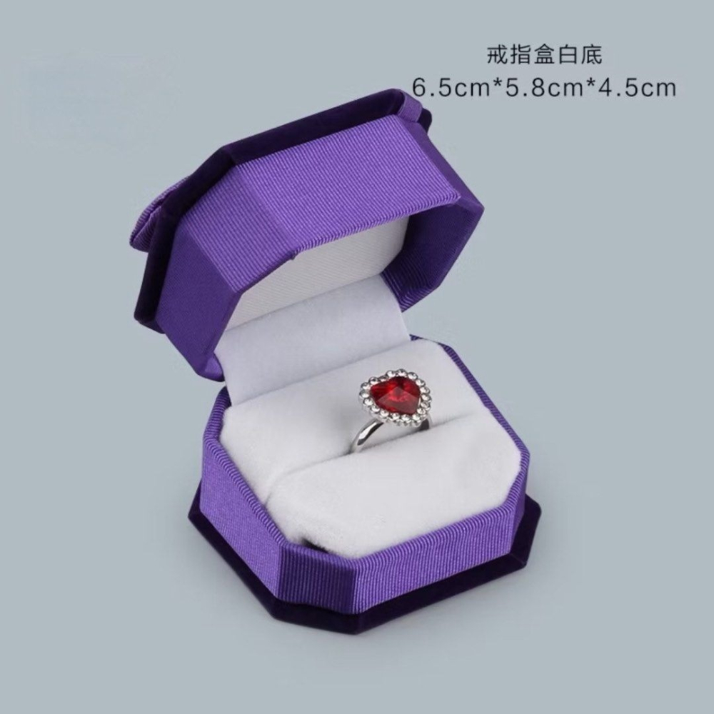 蝴蝶結八角絨布飾品盒,戒指收納盒,迷你可愛首飾盒,包裝盒-細節圖2