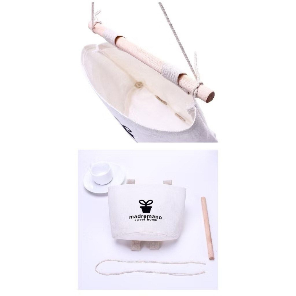 海軍風白色棉麻懸挂式收納袋,布藝門後懸掛儲物袋,牆面整理收納袋,北歐居家雜物裝飾掛袋-細節圖3