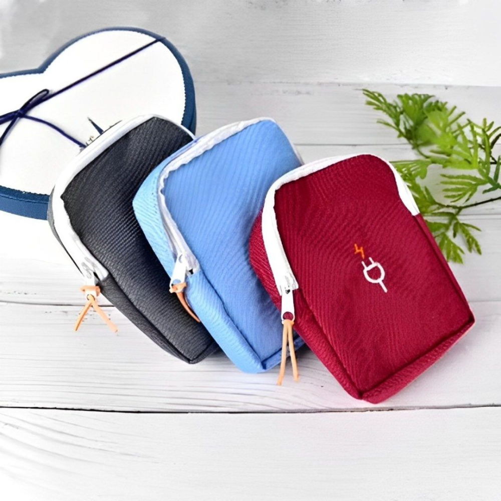 可愛多功能充電器充電線旅行收納包,行動電源3C配件收納整理袋,防潑水戶外旅遊收納袋-細節圖2