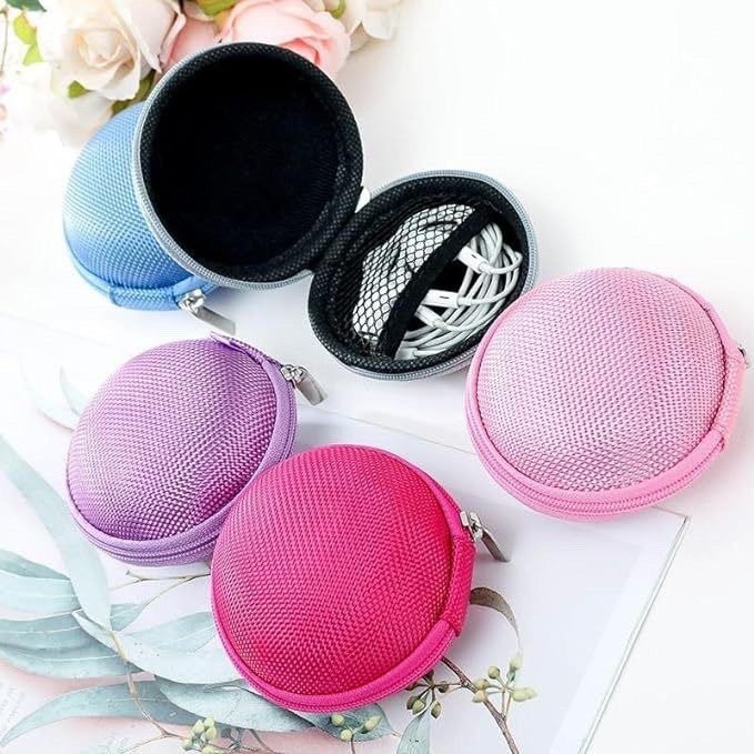 圓形旅行收納包,硬殼耳機收納盒,旅遊充電線整理拉鍊包,零錢包-細節圖2