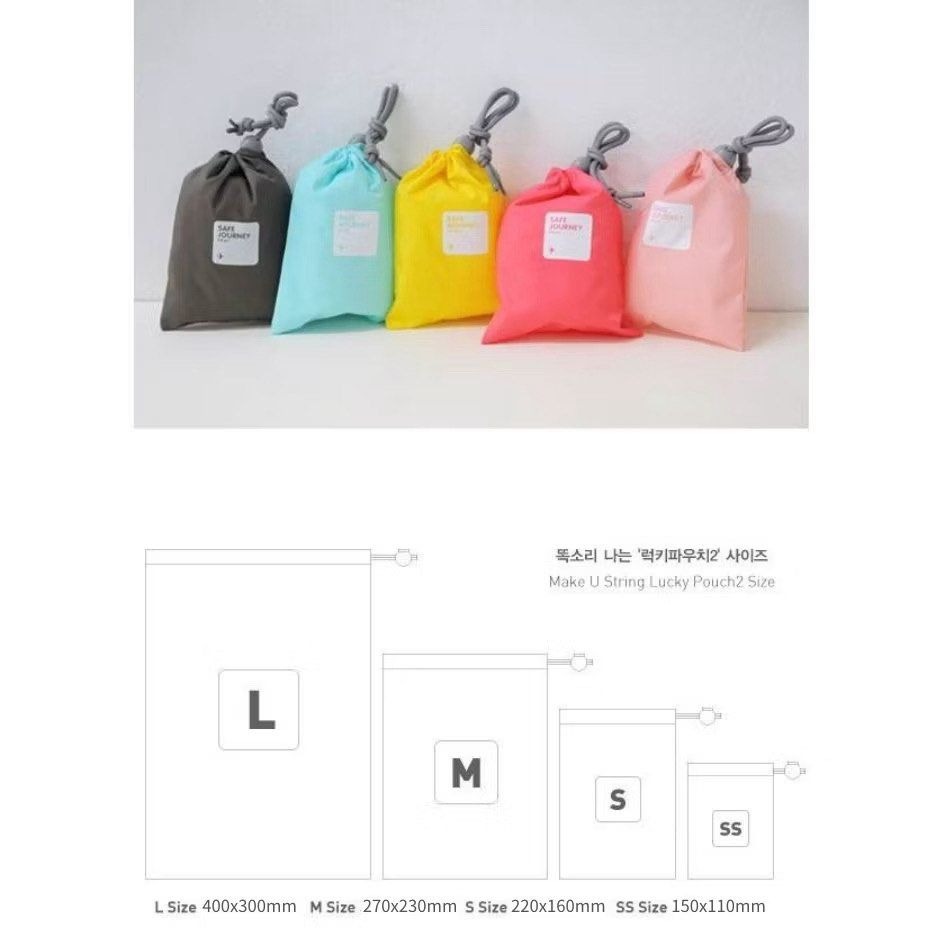 4件套黃色防水旅行時尚收納袋組合,韓版尼龍防潑水抽繩束口袋,簡約多功能衣物整理袋,出差出國旅遊收納包-細節圖6