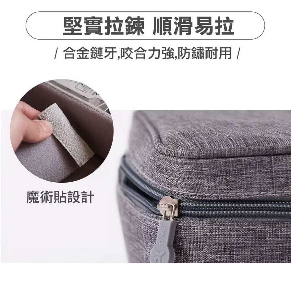 便攜多功能外出旅行3C配件收納包,防潑水大容量可調魔鬼氈分隔層,輕盈旅遊手提包-細節圖8