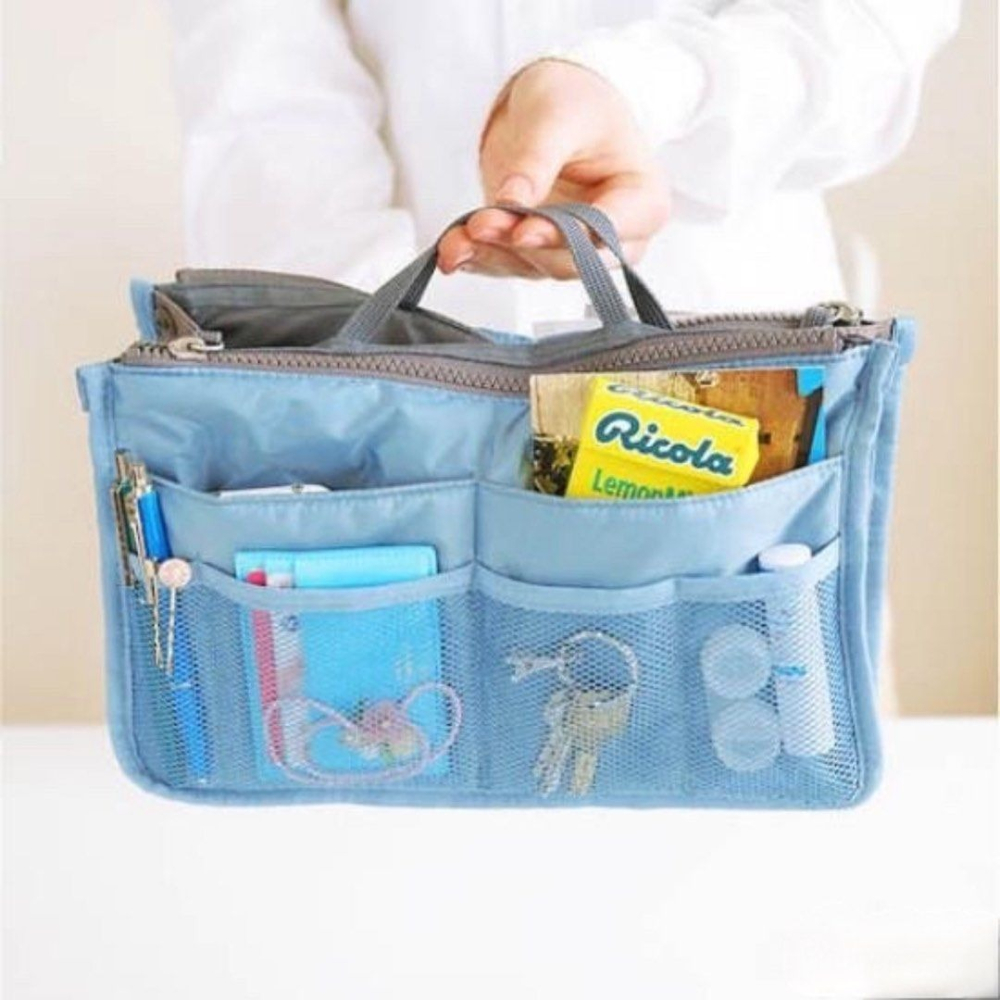 加厚多功能雙拉鍊收纳包,戶外旅行大容量洗漱包,多口袋防水盥洗包,收納包中包袋中袋-細節圖2