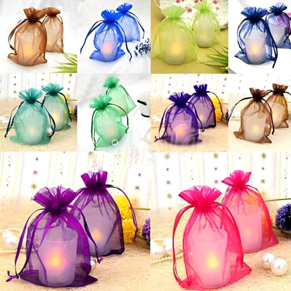 50入透明網紗抽繩包裝袋,首飾束口歐根紗袋,婚禮喜糖禮品包裝袋,禮品袋-細節圖3