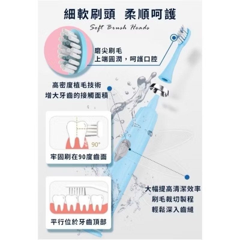 超聲波智能電動牙刷,音波震動防水牙刷,口腔清潔軟毛牙刷-細節圖7