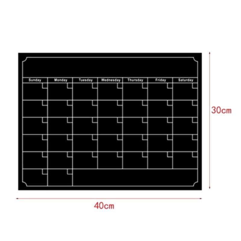 黑色可​​擦寫磁性日曆貼紙,冰箱貼紙留言板,磁吸行事曆軟白板,廚房每日計劃表-細節圖3