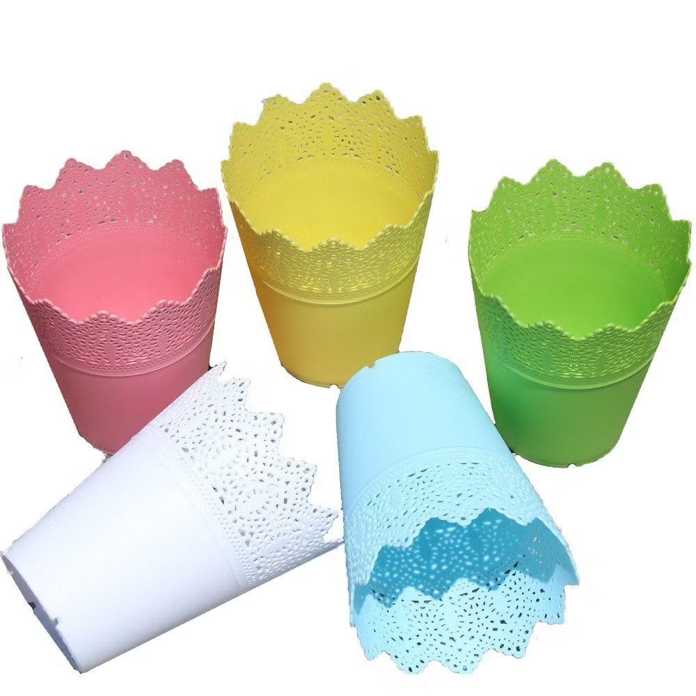 北歐彩色花邊鏤空小花盆,庭院陽台園藝種植花器-細節圖5