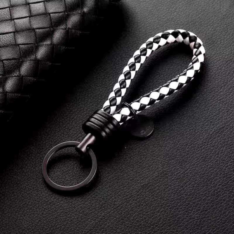 情侶皮革編織繩鑰匙圈,創意汽車鑰匙扣掛件,金屬皮繩鑰匙掛飾,車鑰匙飾品-細節圖7