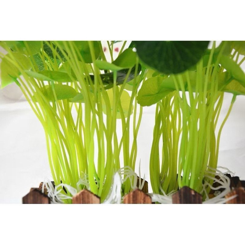 12頭小荷葉仿真花,水族箱造景人造金錢草,魚缸水族裝飾水草,微景觀無毒水生植物裝飾佈置-細節圖5