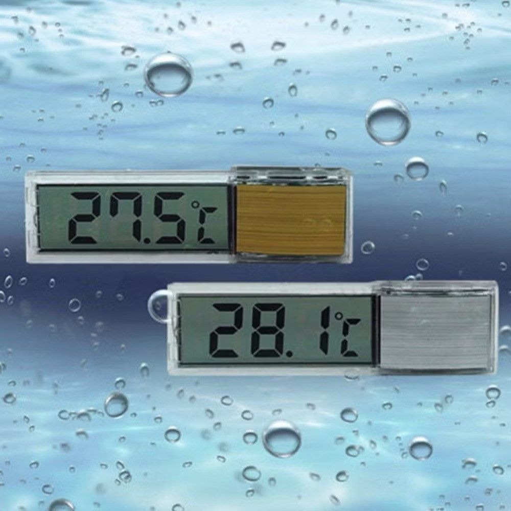 3D透視水晶玻璃電子溫度計,時尚水族箱液晶顯示溫度計,透明魚缸溫度計-細節圖3