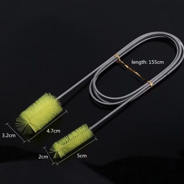 水族箱水管清潔刷,不銹鋼彈簧彎曲魚缸雙頭刷,過濾汞進水清潔工具,水管縫隙刷,155cm-細節圖3