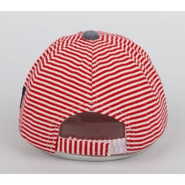 紅色條紋嬰幼兒棒球帽,戶外旅行兒童鴨舌帽,透氣防曬遮陽寶寶帽子-細節圖2