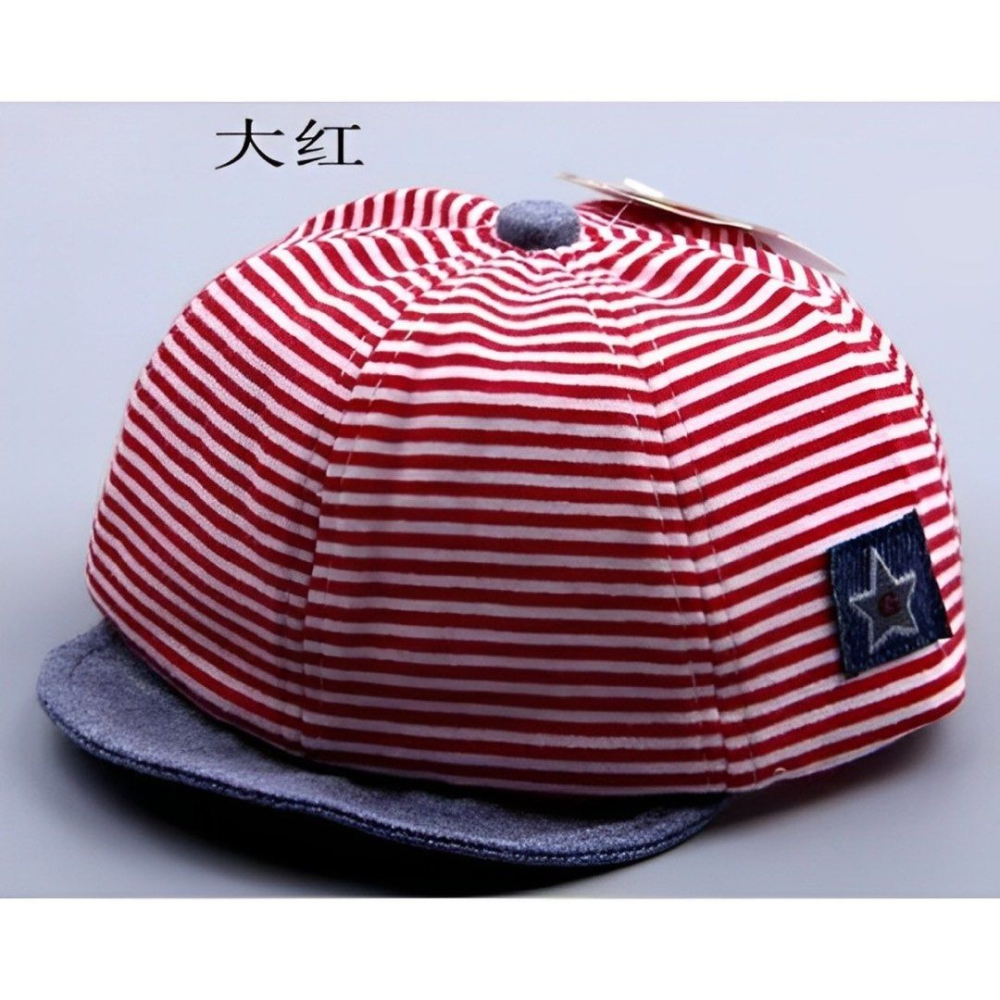 紅色條紋嬰幼兒棒球帽,戶外旅行兒童鴨舌帽,透氣防曬遮陽寶寶帽子-細節圖4