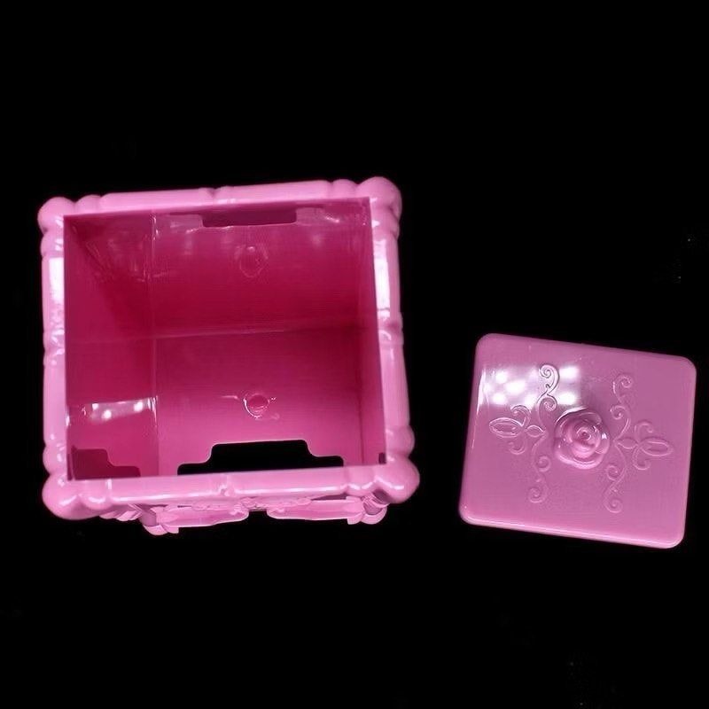 抽取式掀蓋化妝棉收納架,立體薔薇花化妝棉盒,復古奢華蝴蝶棉片盒-細節圖2