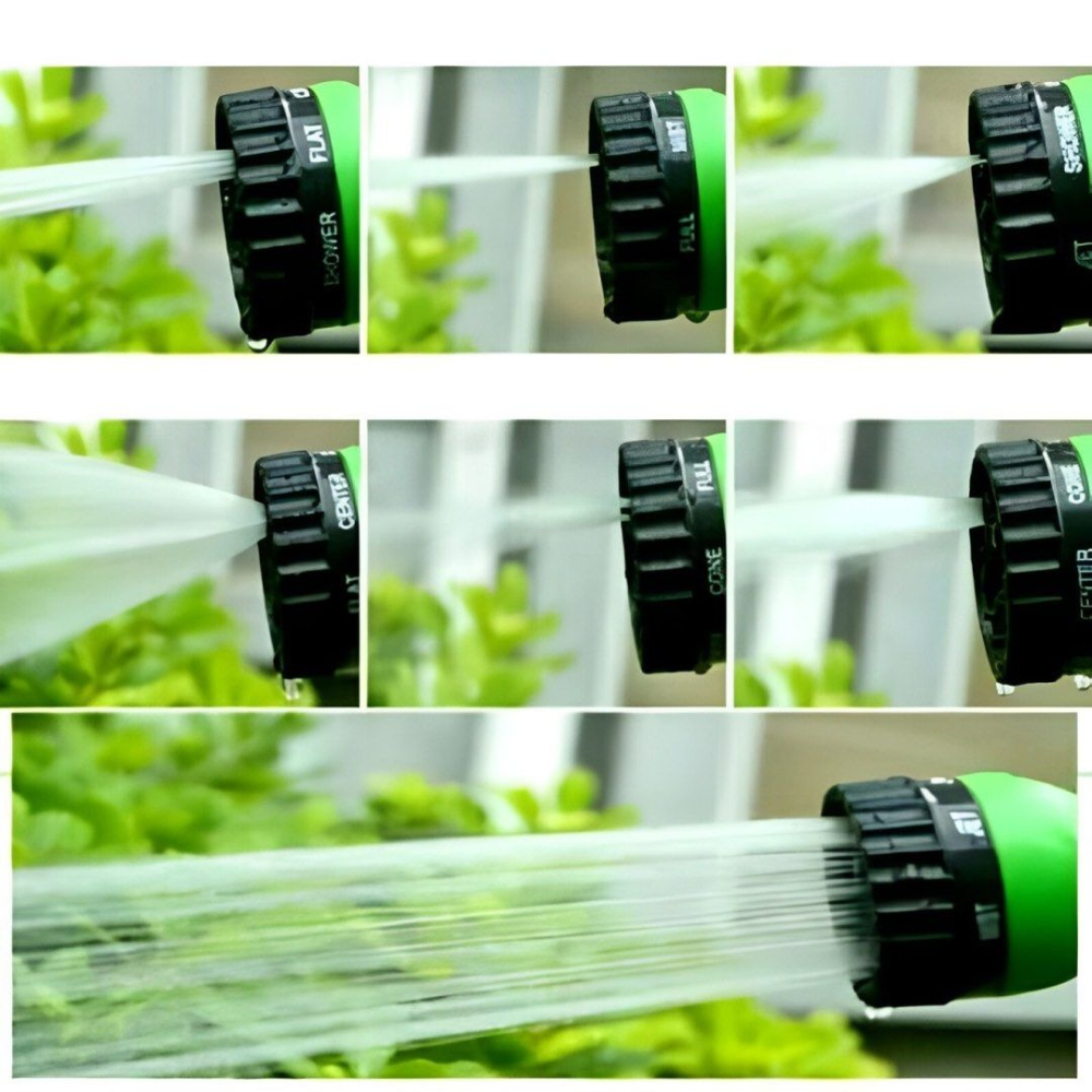 45m綠色3倍伸縮水管,多功能轉換頭汽車洗車高壓水槍,園藝園林噴灑水槍,彈性高壓防暴水管-細節圖4